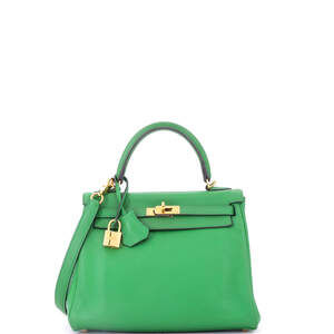 Hermes Kelly 25 Green Swift with Gold Hardware